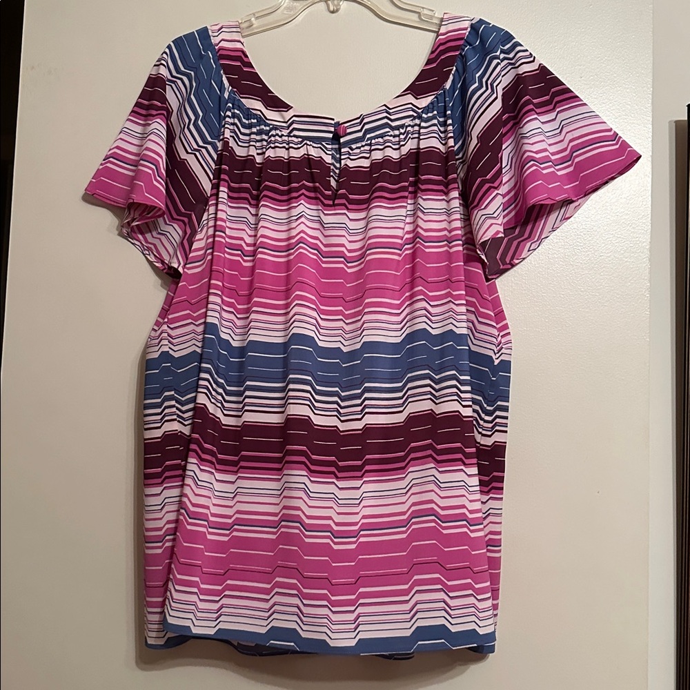 Striped Pink and Blue Blouse